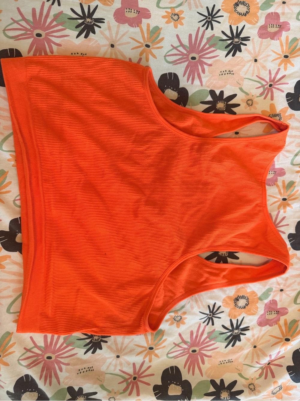 Bozzolo Bright Orange Ribbed Racerback Crop Tank - Picture 3 of 3